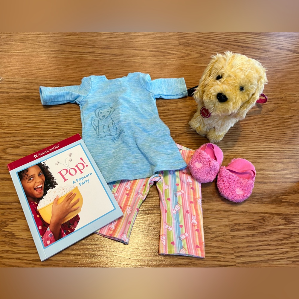 American Girl Complete Honey Pajama Set with Honey Puppy and Book